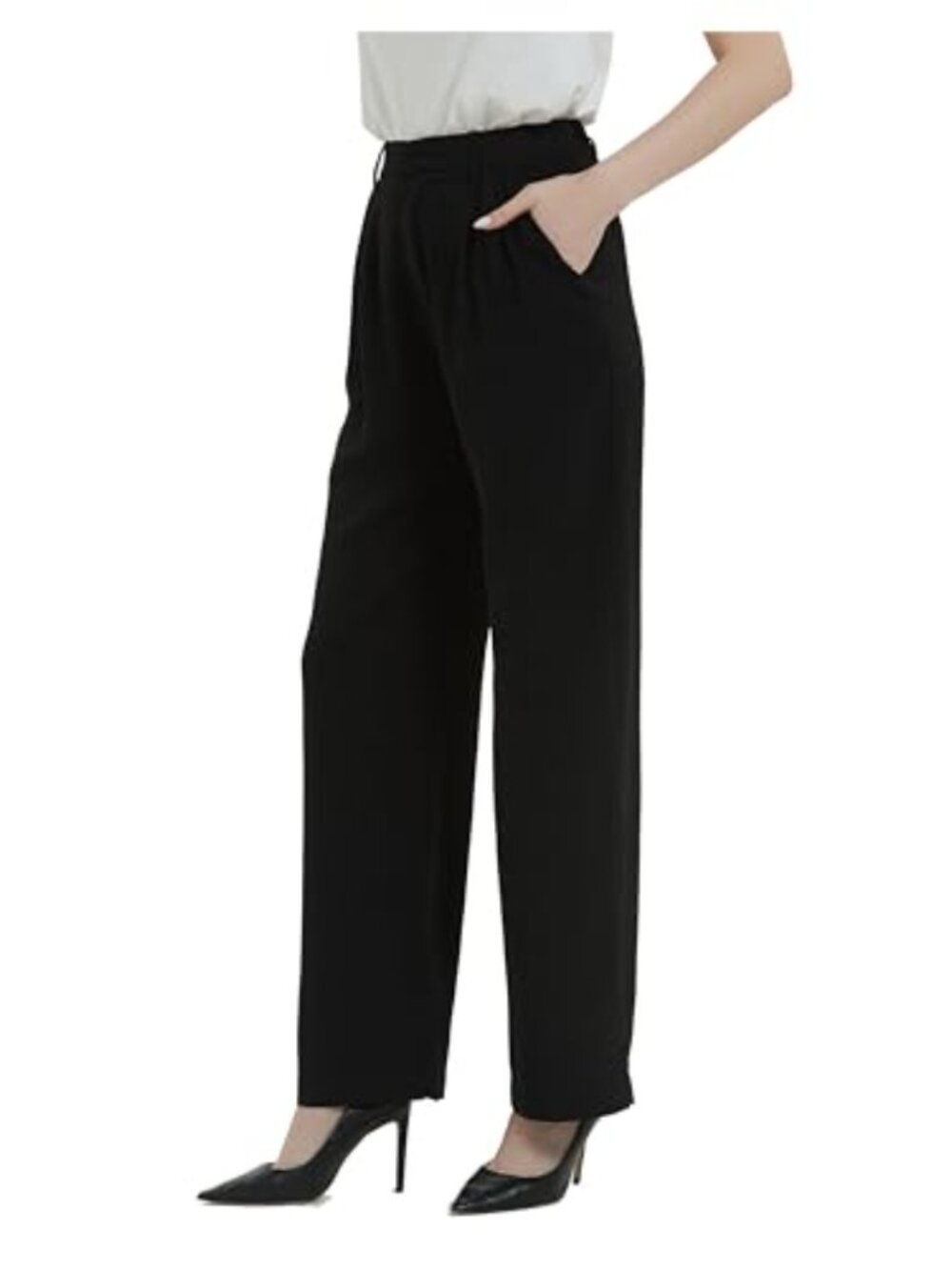 Women High Waist Straight Leg Wide Leg Business Work Suit Dress Pants Trousers